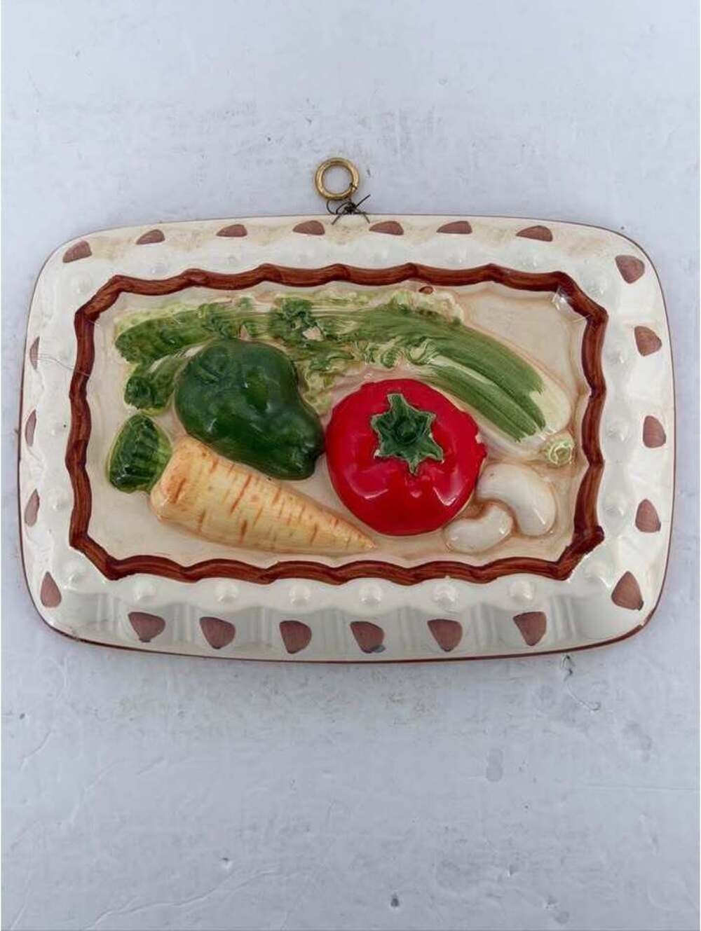 Vintage Ceramic Vegetable Wall Plaque